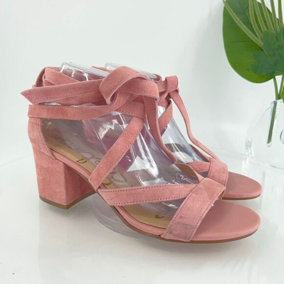 Sam Edelman Women's Suede Strappy Sheri Sandal Heels Pink Size 9 Gladiator - Picture 1 of 14